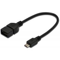 Дата кабель OTG USB 2.0 AF to Micro 5P 0.2m Digitus (AK-300309-002-S)