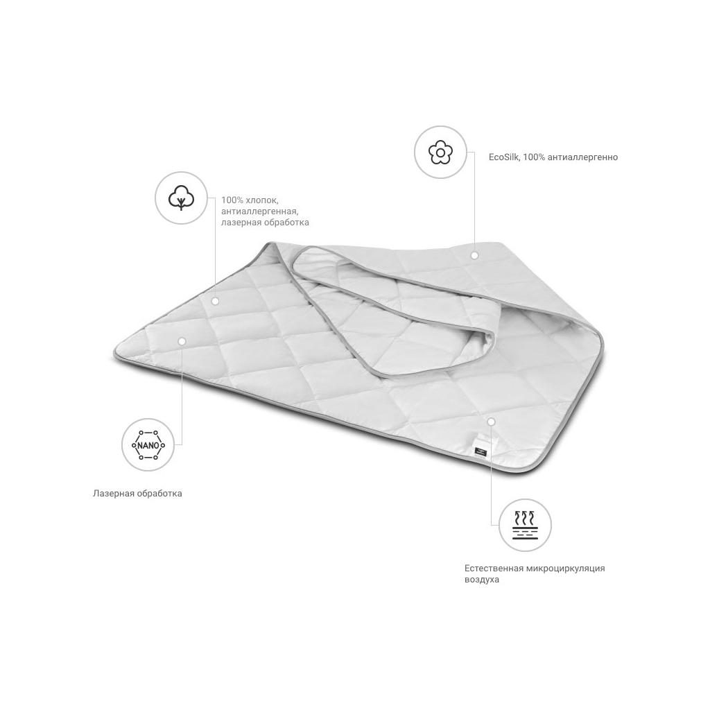 Ковдра MirSon антиалергенна EcoSilk Royal Pearl 015 зима 172x205 (2200000002730)
