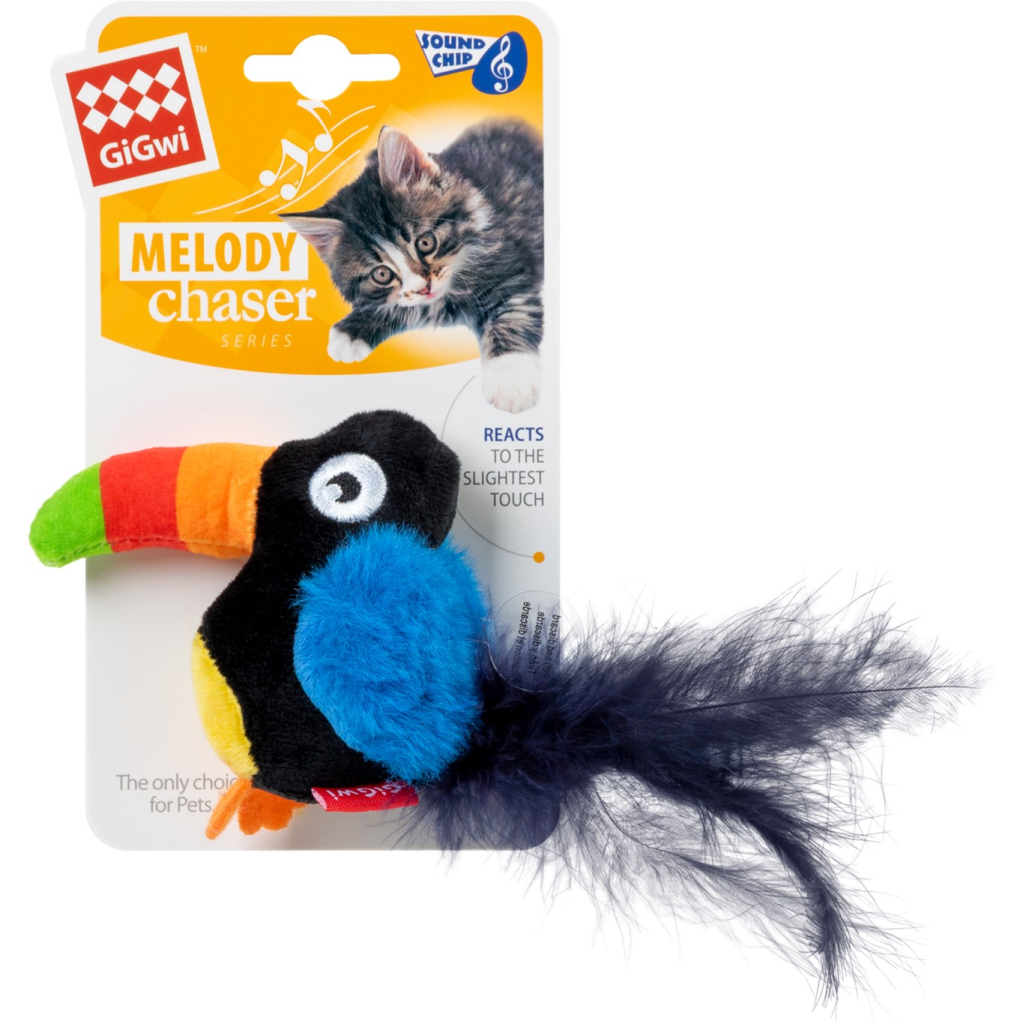 Іграшка для котів GiGwi Melody chaser Тукан зі звуковим чипом 10 см (75024) Іграшка для котів GiGwi Melody chaser Тукан зі звуковим чипом 10 см (75024)