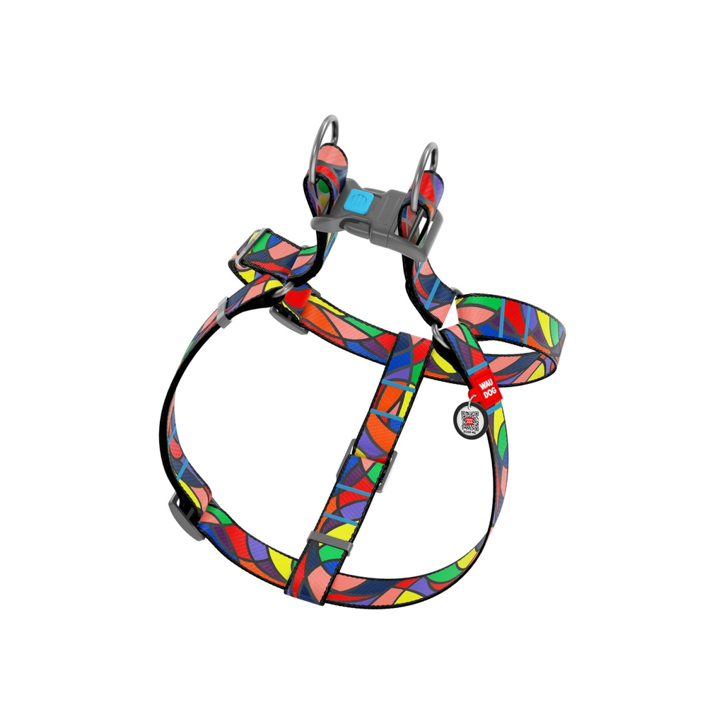Шлея для собак WAUDOG Nylon з QR паспортом анатомічна "Вітраж" L (4608)