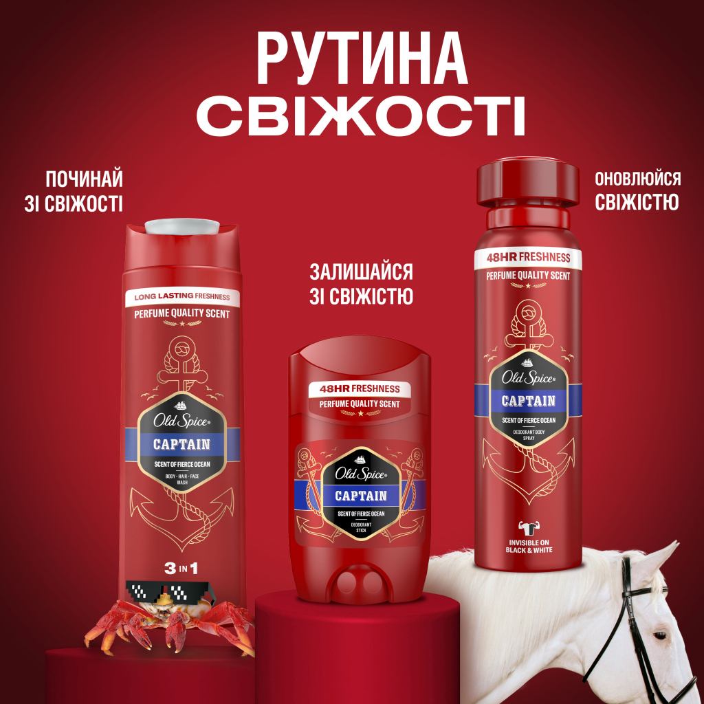 Набір косметики Old Spice Dark Captain Гель для душу 3-в-1 250 мл + Твердий дезодорант 50 мл (8700216131735)
