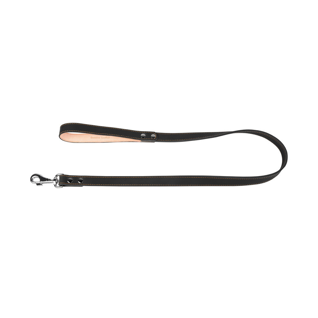 Повідець для собак Collar подвійний з прошивкою Ш 14 мм Д 122 см чорний (04521)