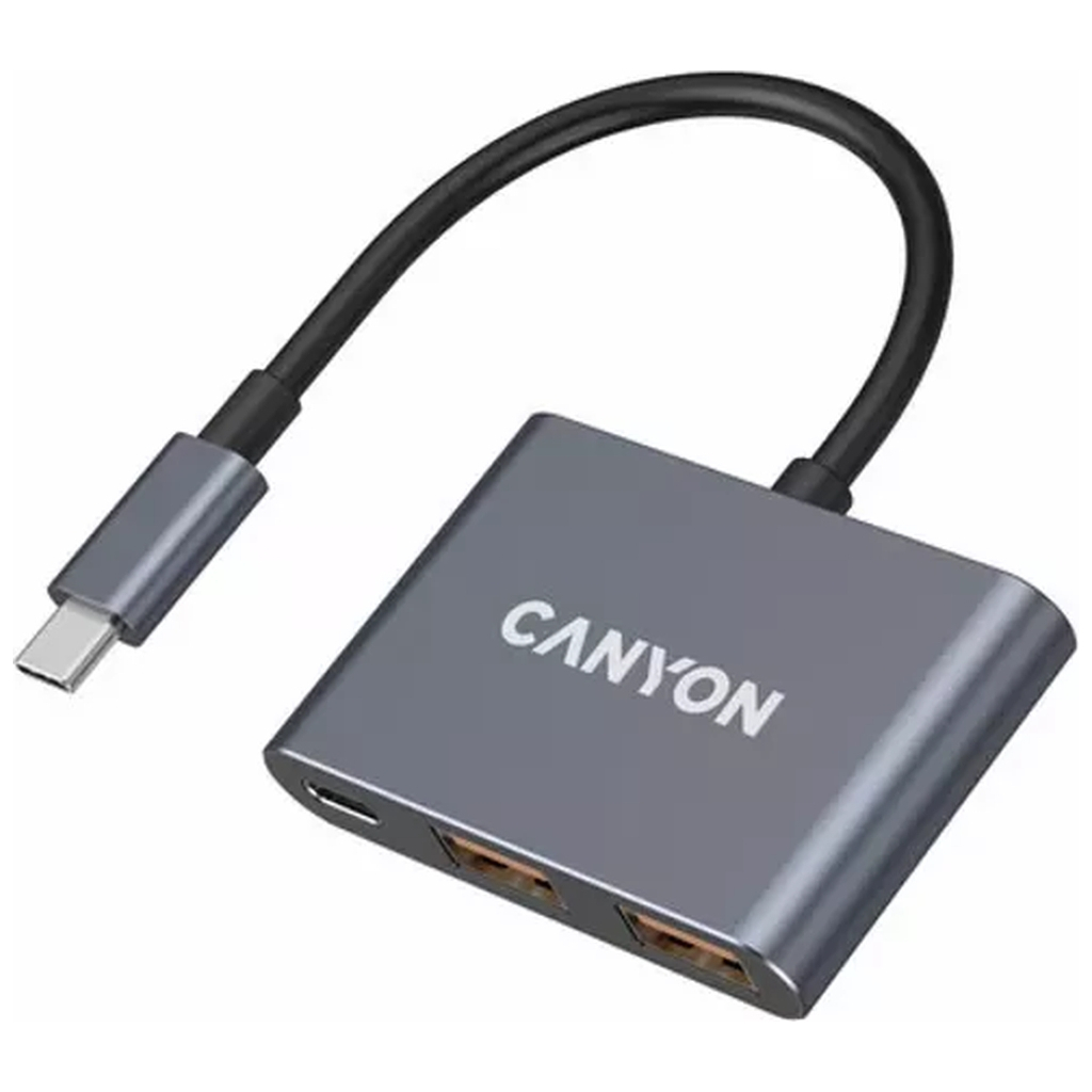 Концентратор Canyon hub DS-3 3in1 USB-C Dark Grey (CNS-TDS3)