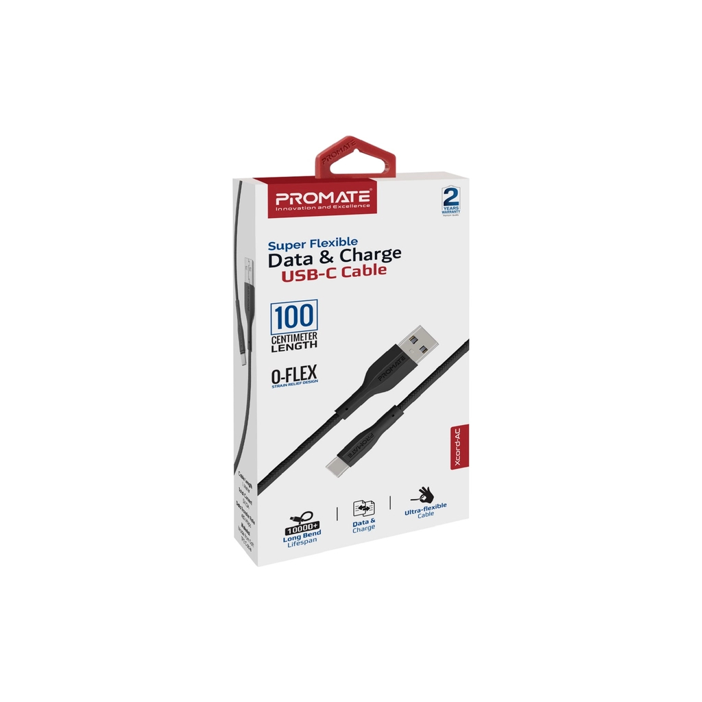 Дата кабель USB 2.0 AM to Type-C xcord-ac.black Promate (xcord-ac.black)