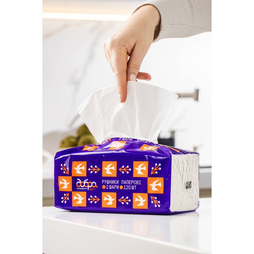 Паперові рушники Добра Господарочка Колекція Вибійка V-складання 2 шари 120 шт. (4820086524100)