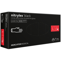 Медичні рукавички Mercator Medical Nitrylex Black Нітрилові Неопудрені діагностичні Розмір L 100 шт. Чорні (3.1019) (5906615004462)