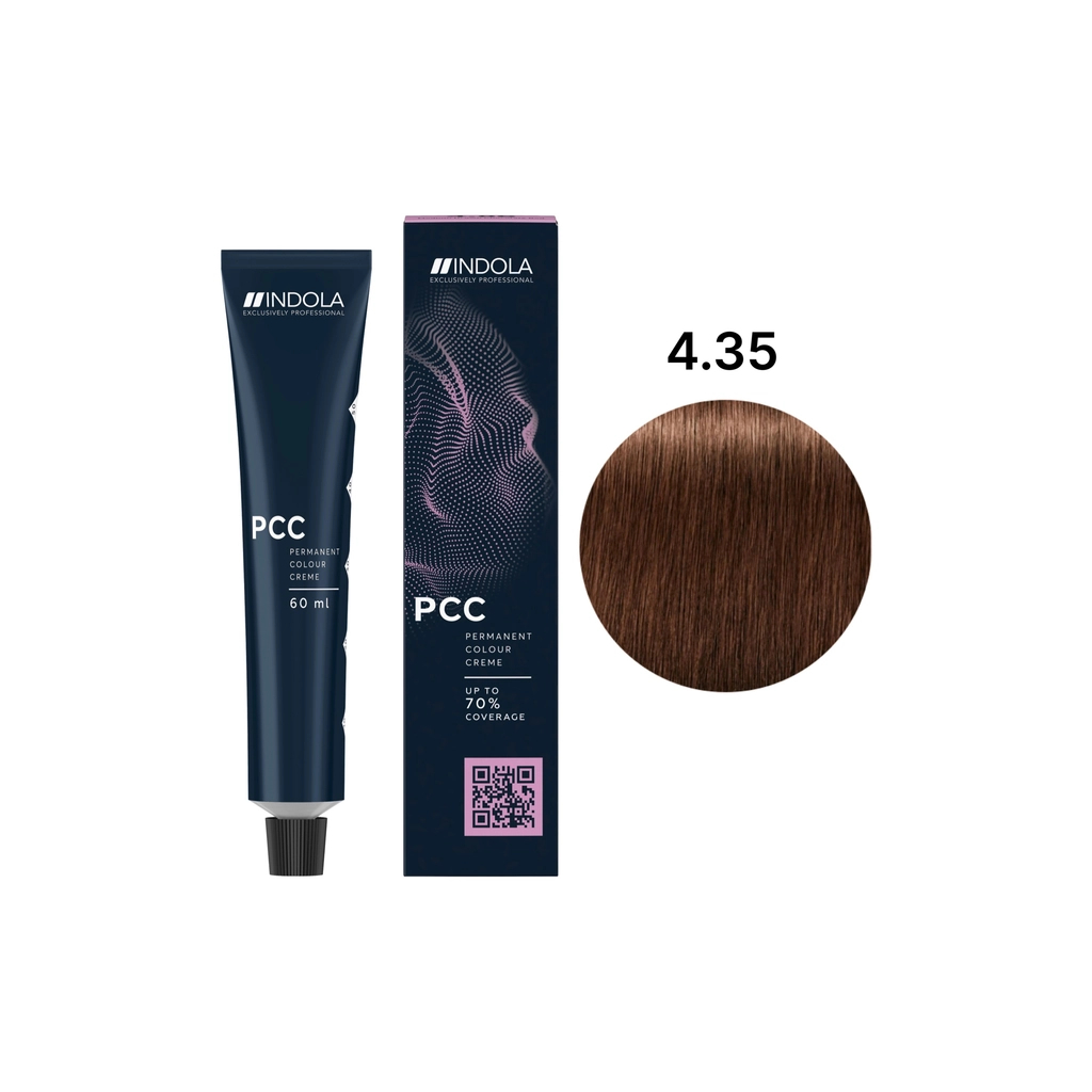 Фарба для волосся Indola Permanent Caring Color 4.35 - Середньо-коричневий золотистий червоний (4045787933581)