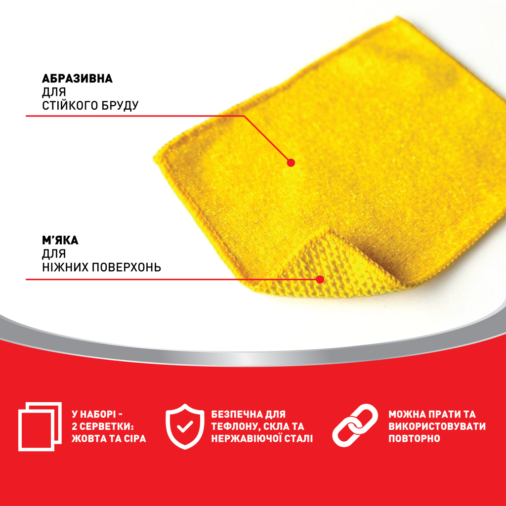 Серветки для прибирання Chisto Dual Clean Абразивні 2 шт. (4820204702595)