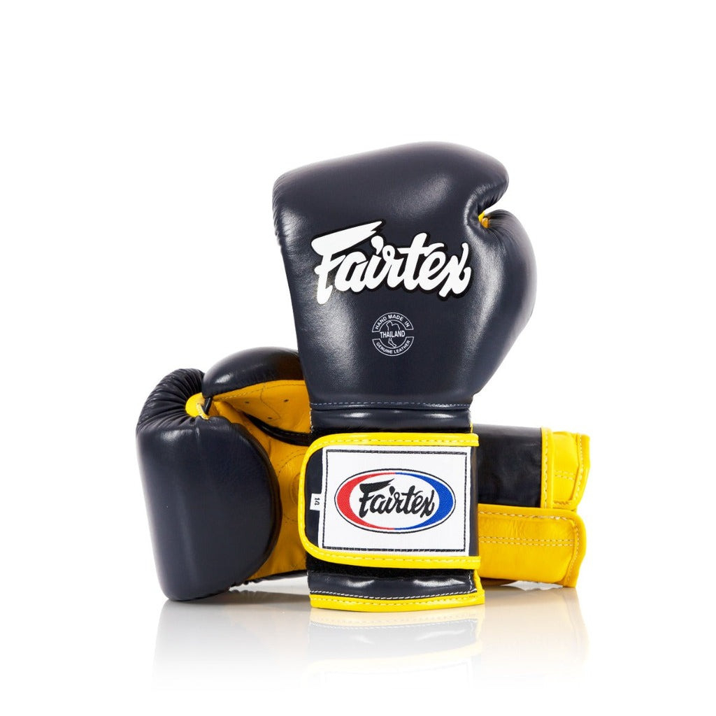 Боксерські рукавички Fairtex BGV9 Mexican Blue/Yellow 18 унцій (бинти в комплекті) (BGV9_Mexican_18oz_Blue/Y)