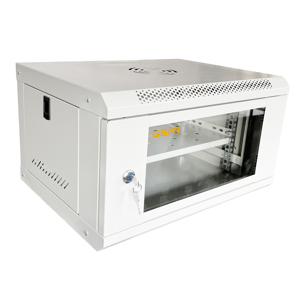 Шафа настінна GEAR 6U 19" 530x400x300 мм, + полиця, grey (GWMSN-6U-530-400G)