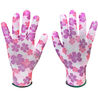 Protective gloves Verto polyester, grade 9, pink with a flower (97H148)