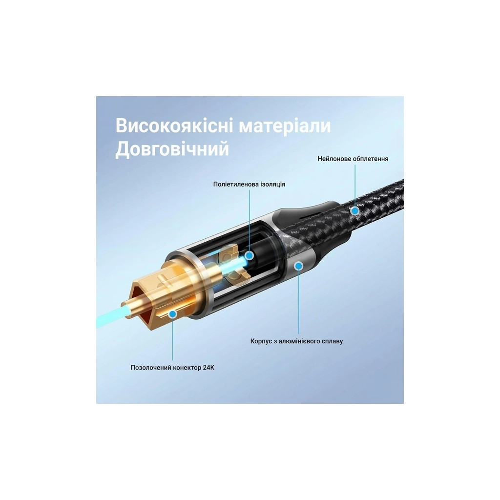 Кабель мультимедійний Optical Toslink 3.0m 5.1ch gray Vention (BAVHI) Кабель мультимедійний Optical Toslink 3.0m 5.1ch gray Vention (BAVHI)