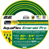 Шланг для поливу 2E AquaFlex Emerald Pro, 3/4", 30м, 4 шари, 20бар, -10…+60°C, зрошувач, 2 конектори, адаптер (2E-GHE34ED30)