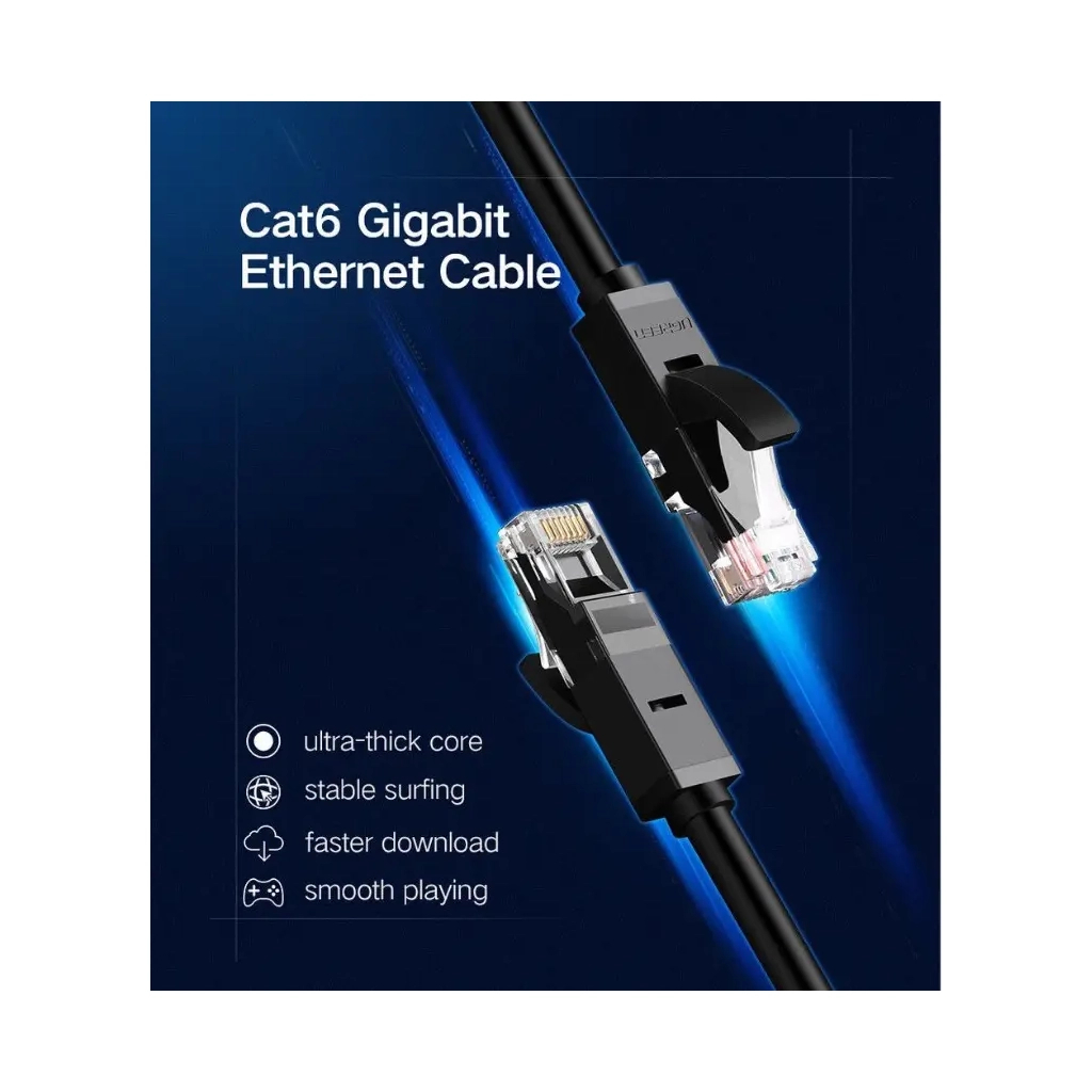 Патч-корд 20м, U/UTP Cat 6 CCA Lan Cable NW102 Black Ugreen (20166) Патч-корд 20м, U/UTP Cat 6 CCA Lan Cable NW102 Black Ugreen (20166)