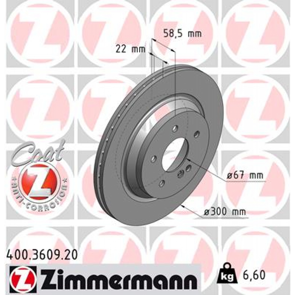 Гальмівний диск ZIMMERMANN 400.3609.20 Гальмівний диск ZIMMERMANN 400.3609.20