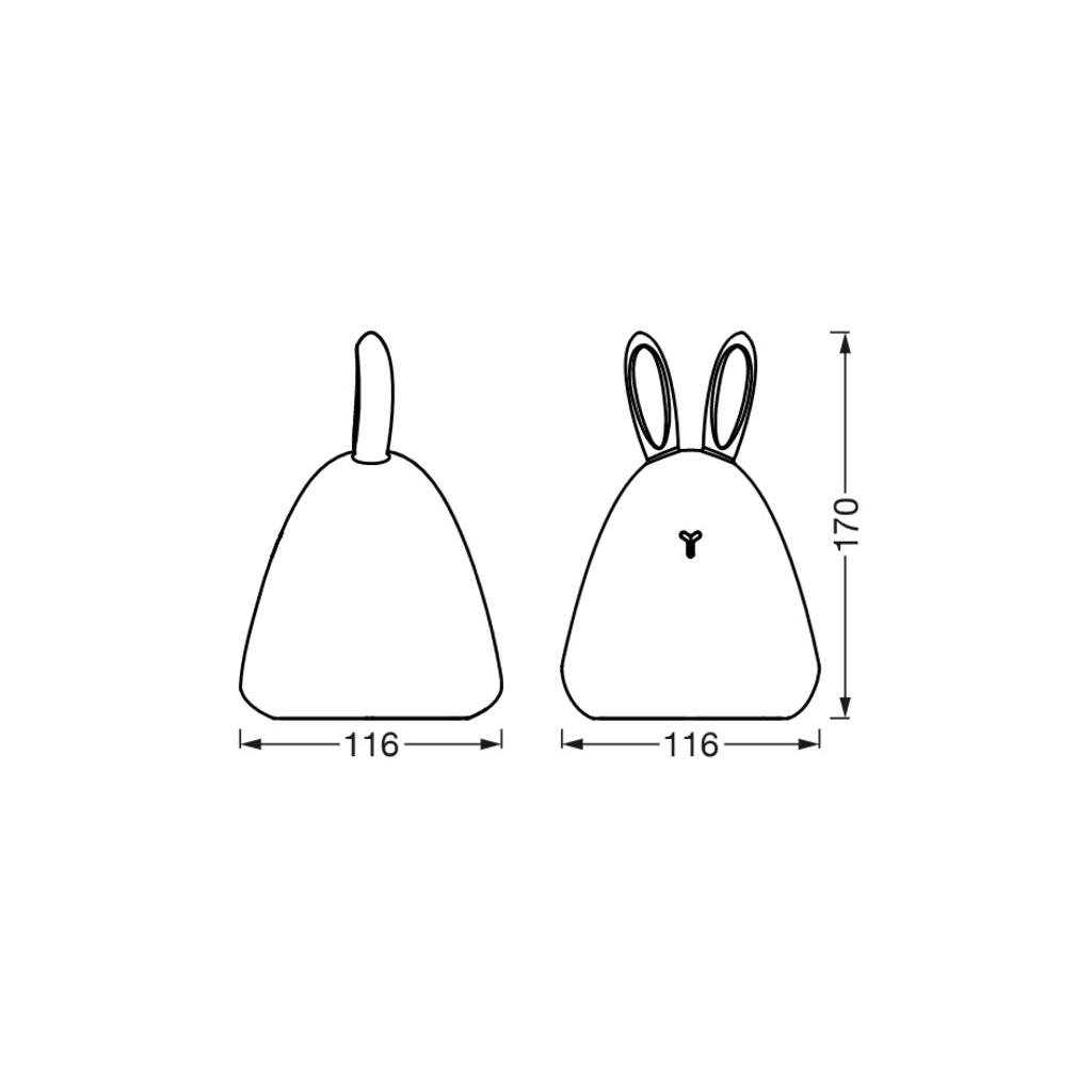 Нічник LEDVANCE NIGHTLUX TOUCH LED 2,5W Rabbit, micro-USB, RGBW (4058075602113)