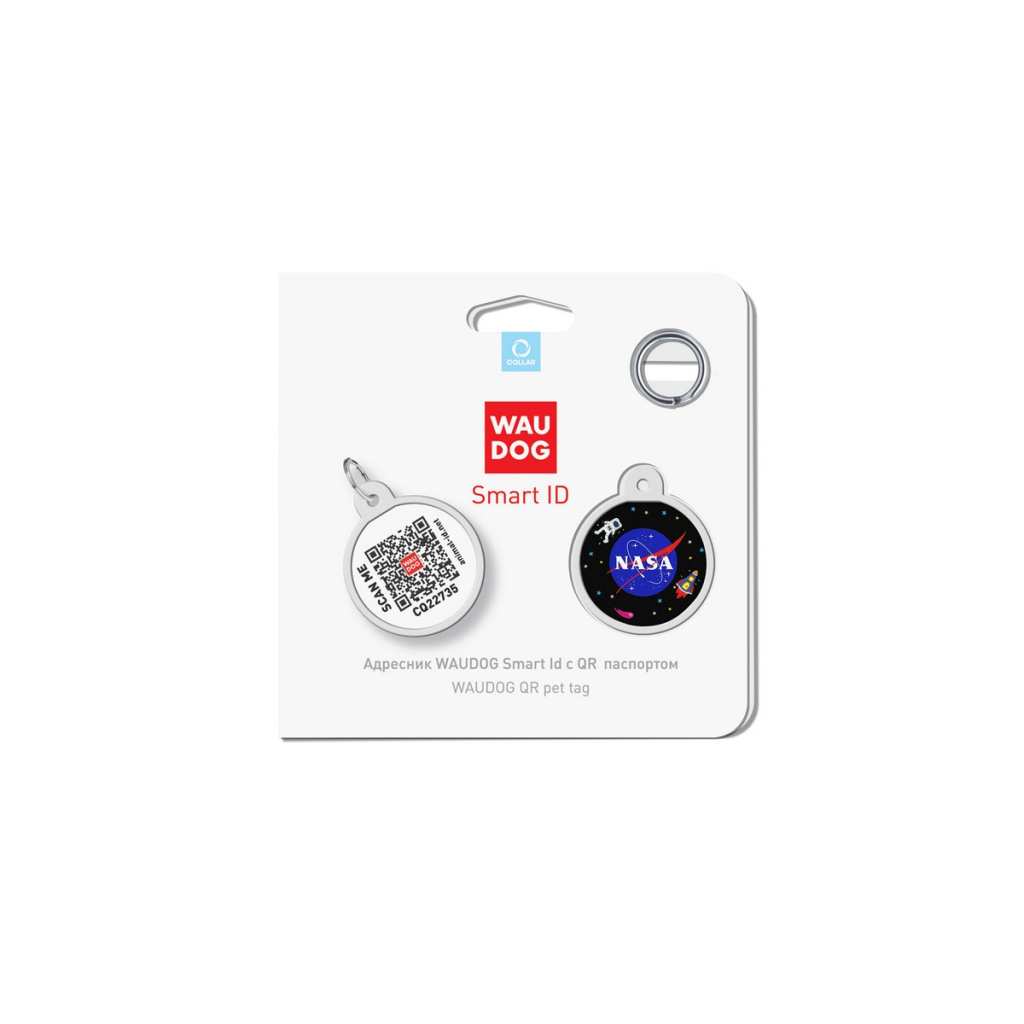 Адресник для тварин WAUDOG Smart ID з QR-паспортом "NASA", коло 30 мм (230-0147)