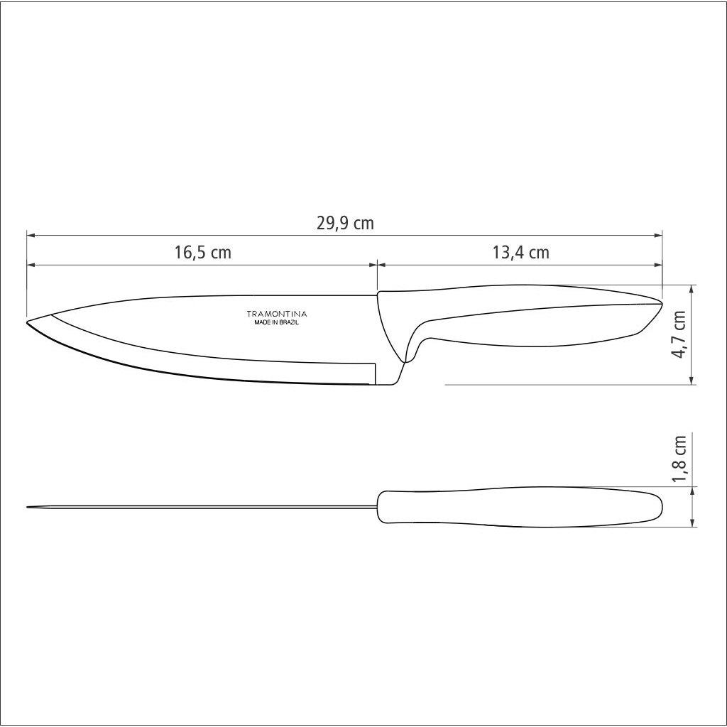 Кухонний ніж Tramontina Plenus Light Grey Chef 178 мм (23426/137)