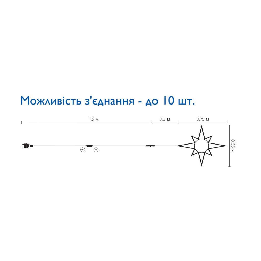 Гірлянда Delux Motif flash Star 65 х 75 см білий IP44 EN (90012985)