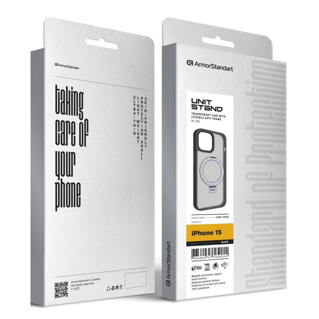 Чохол до мобільного телефона Armorstandart Unit Stand Apple iPhone 15 Black (ARM70568) Чохол до мобільного телефона Armorstandart Unit Stand Apple iPhone 15 Black (ARM70568)