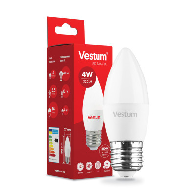 Лампочка Vestum C37 4W 4100K 220V E27 (1-VS-1305)