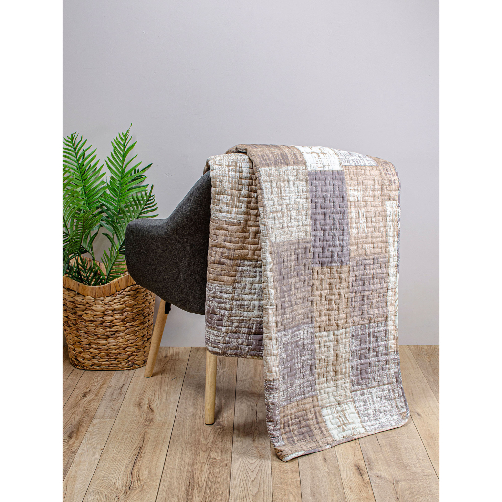 Покривало Home Line Прямокутники стьобане (бежевий/коричневий) 210х240 (178343)