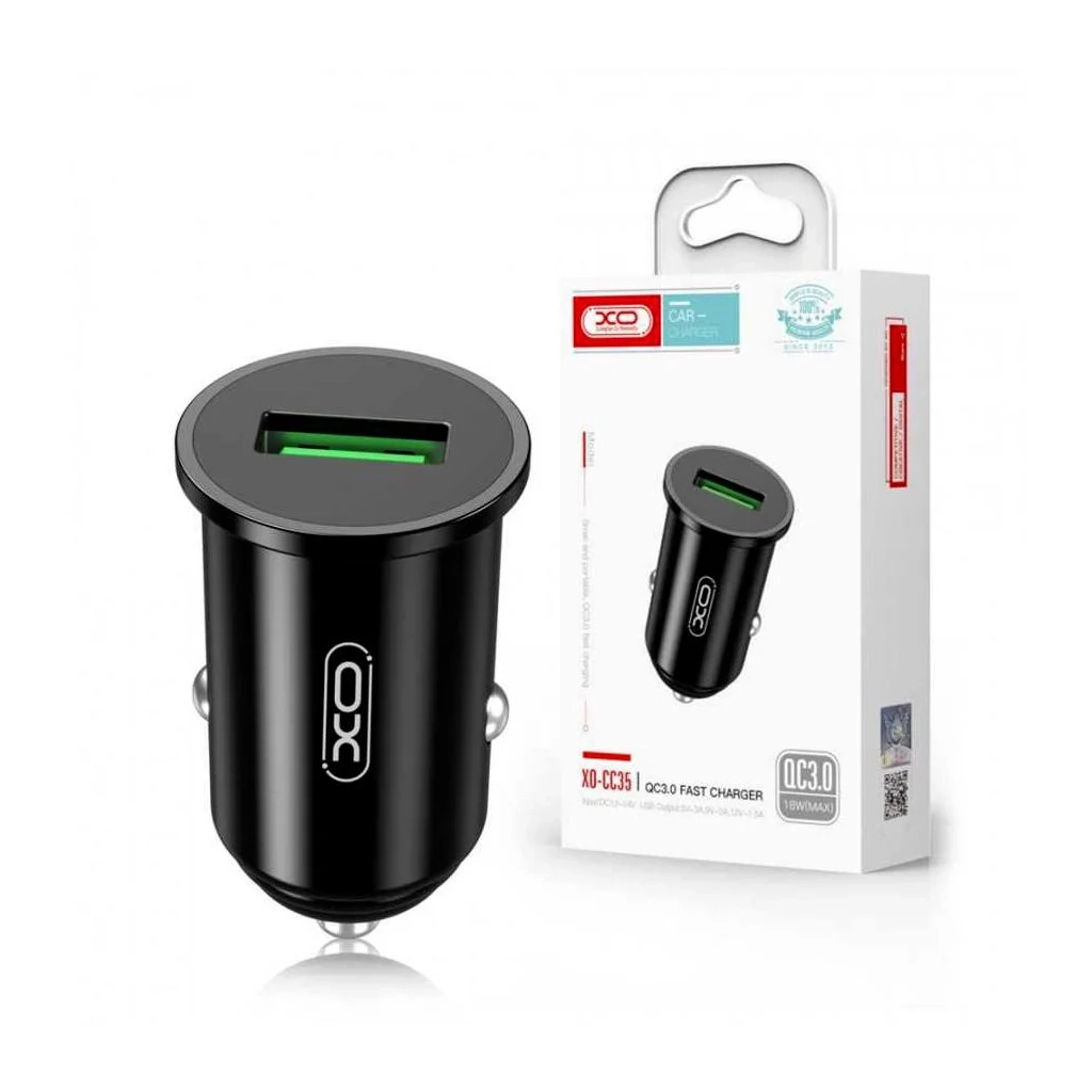 Зарядний пристрій XO QC 3.0 CC35 18W/1USB Black (XO-CC35-BK)