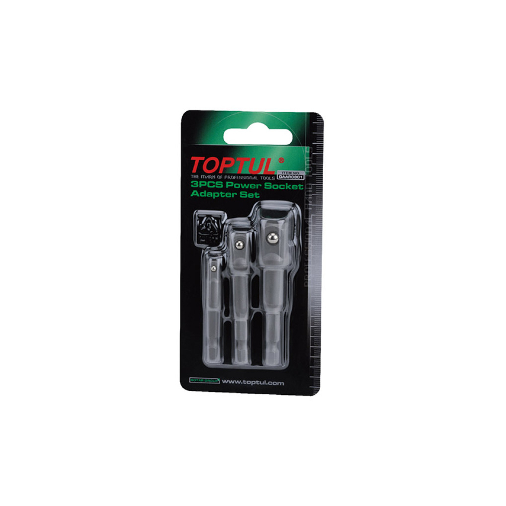 Адаптер для інструменту Toptul під шуруповерт 1/4" 3шт. 1/4", 3/8", 1/2" (GAAR0301)