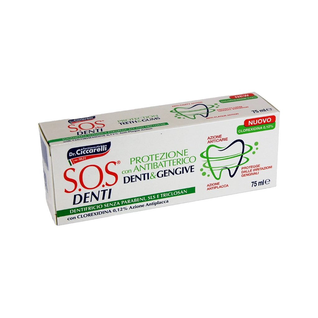 Зубна паста Dr. Ciccarelli S.O.S Denti Protection With Chlorhexidine Антибактеріальна з хлоргексидином 75 мл (8002140041501)