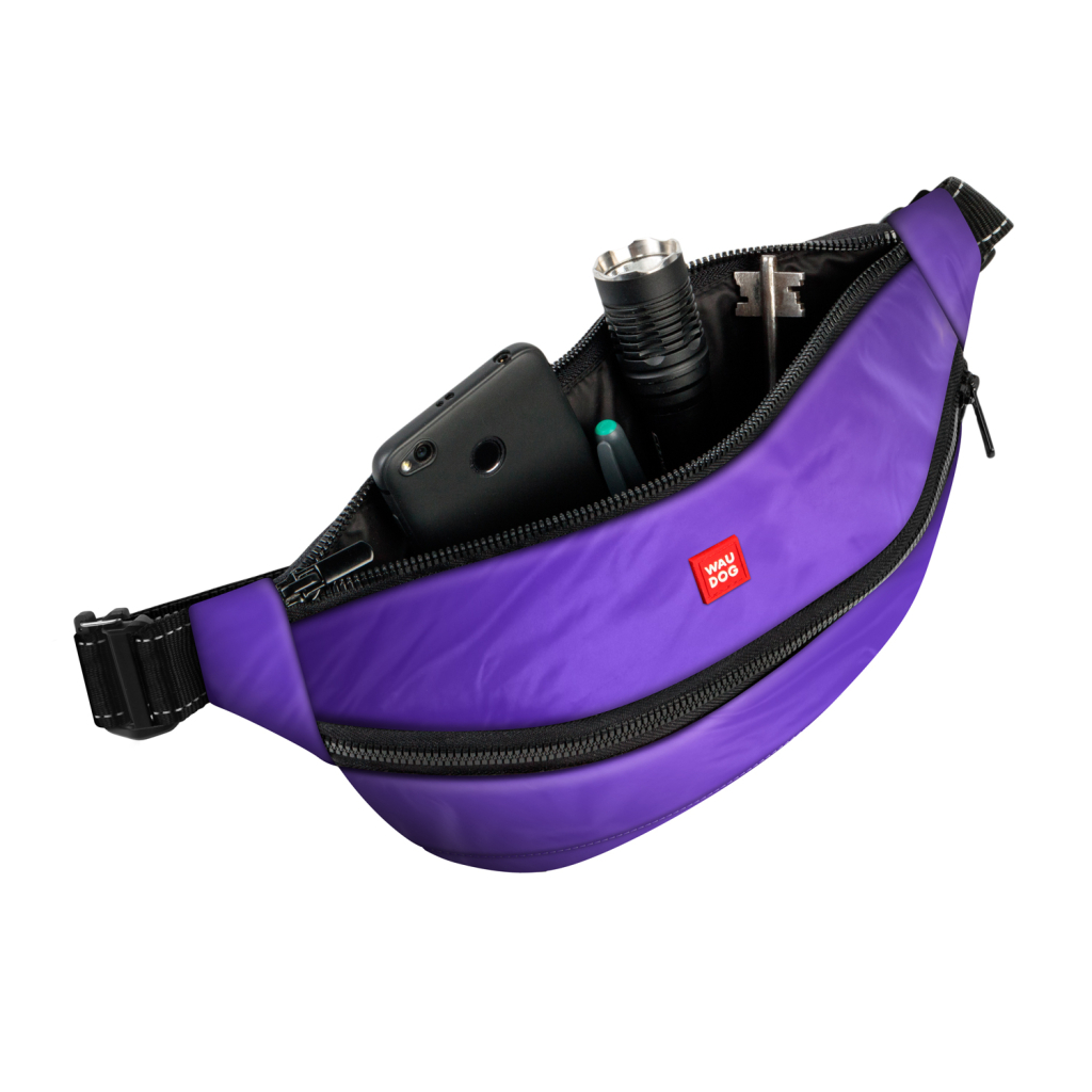 Поясна сумка-бананка для собак WAUDOG Family 33х17х10 см фіолетова (56899)