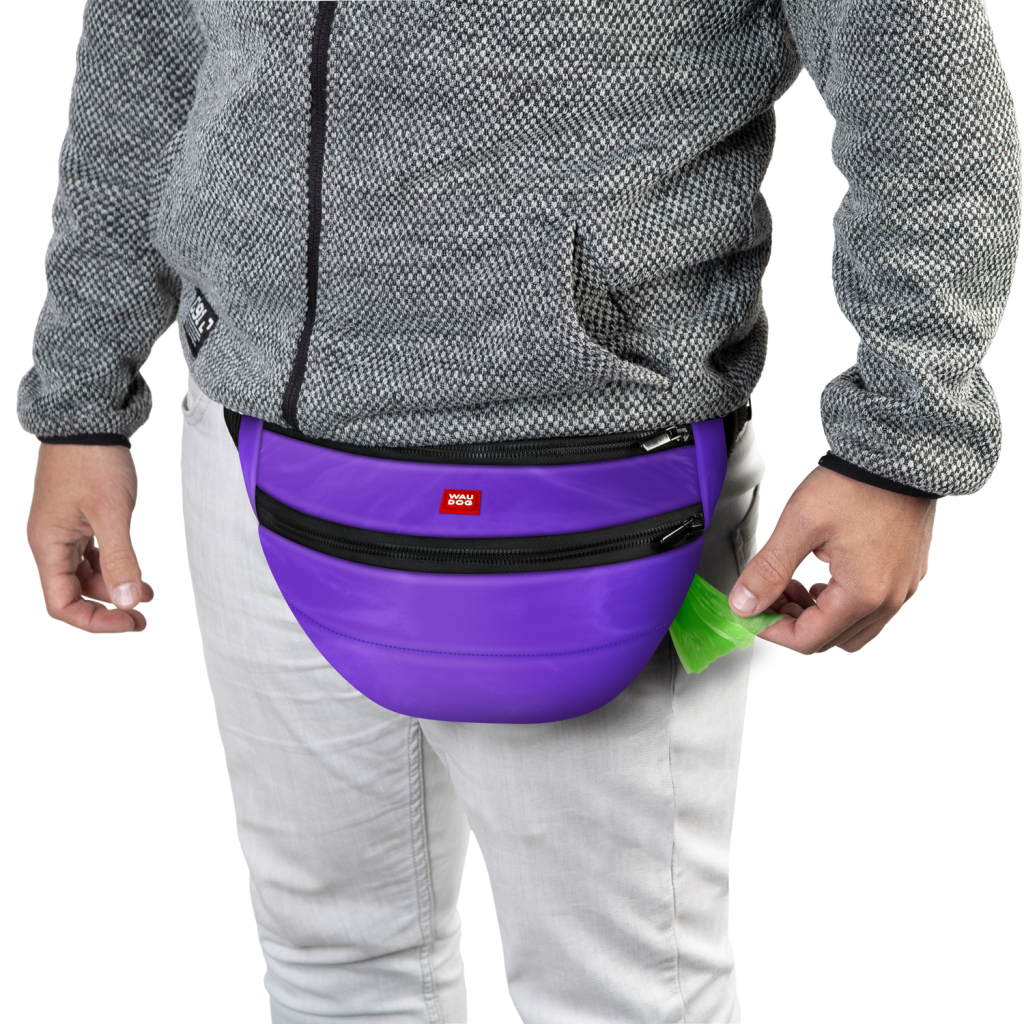 Поясна сумка-бананка для собак WAUDOG Family 33х17х10 см фіолетова (56899)