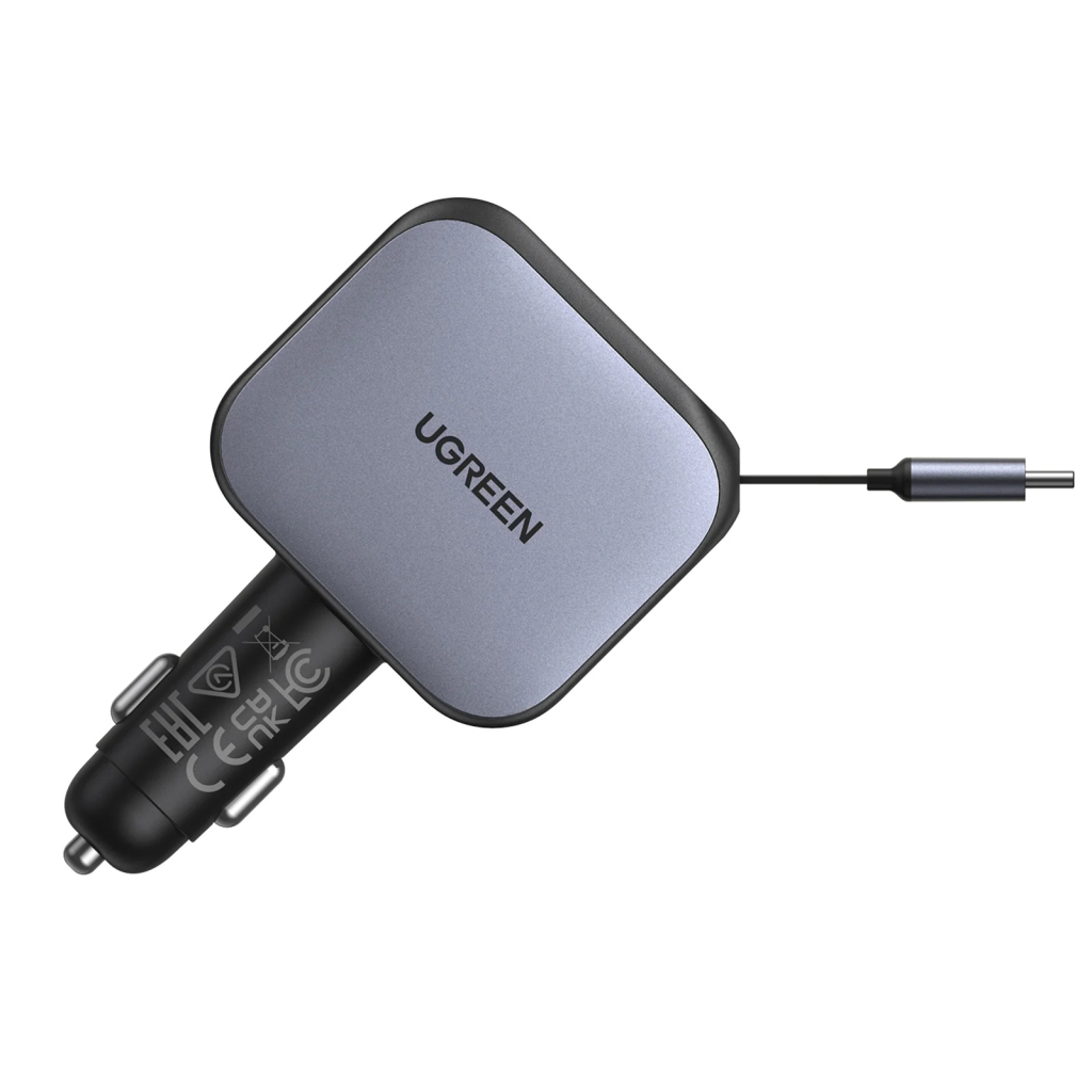 Зарядний пристрій Ugreen Car charger USB-C PD90W + cable USB-C to USB-C retractable (55909B)