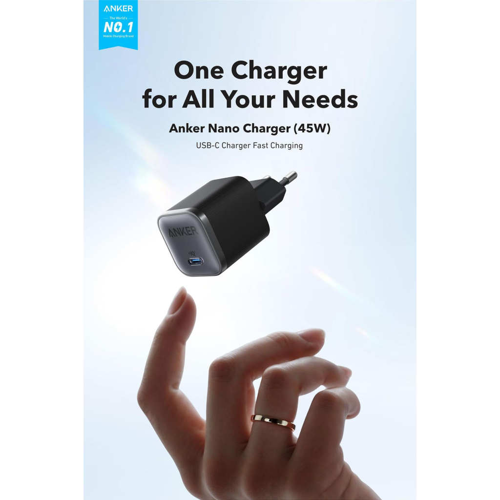 Зарядний пристрій Anker USB-C 45W Nano Charger black (A2692L11)
