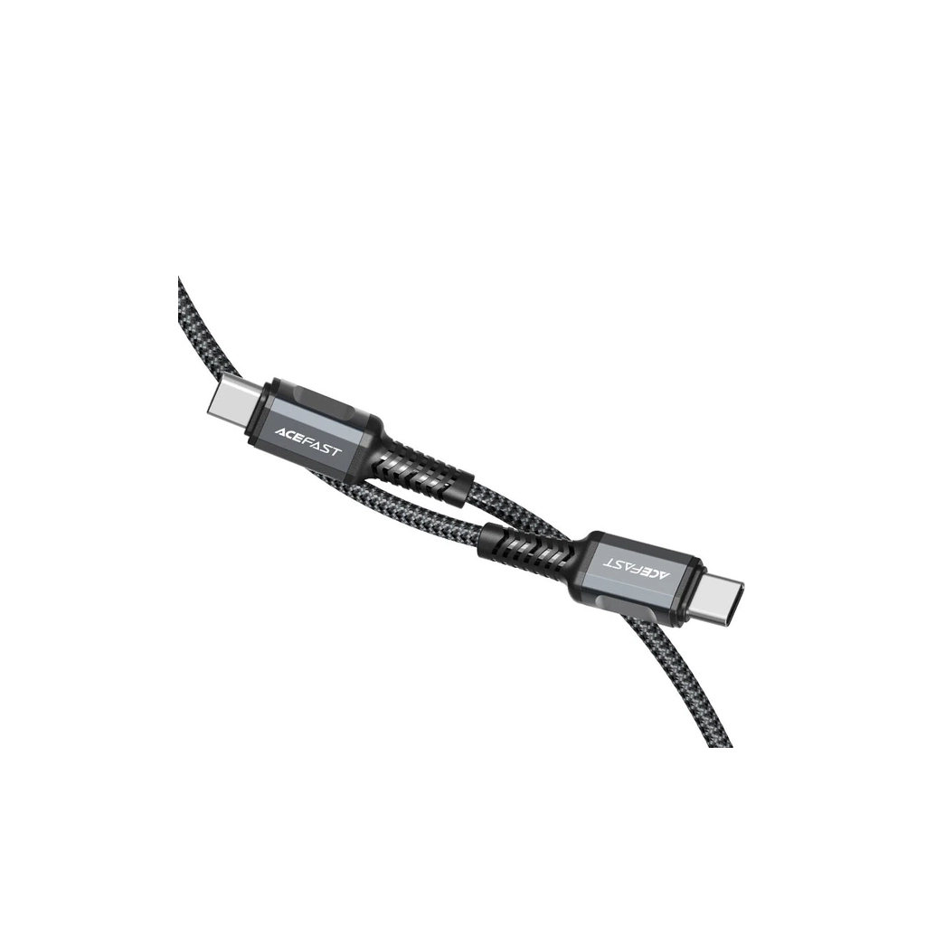 Дата кабель USB-C to USB-C 1.2m 3A nylon black Acefast (6974316280521)
