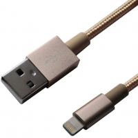Дата кабель USB 2.0 AM to Lightning 1.0m MFI, Yellow/Gold Grand-X (FL01YG)