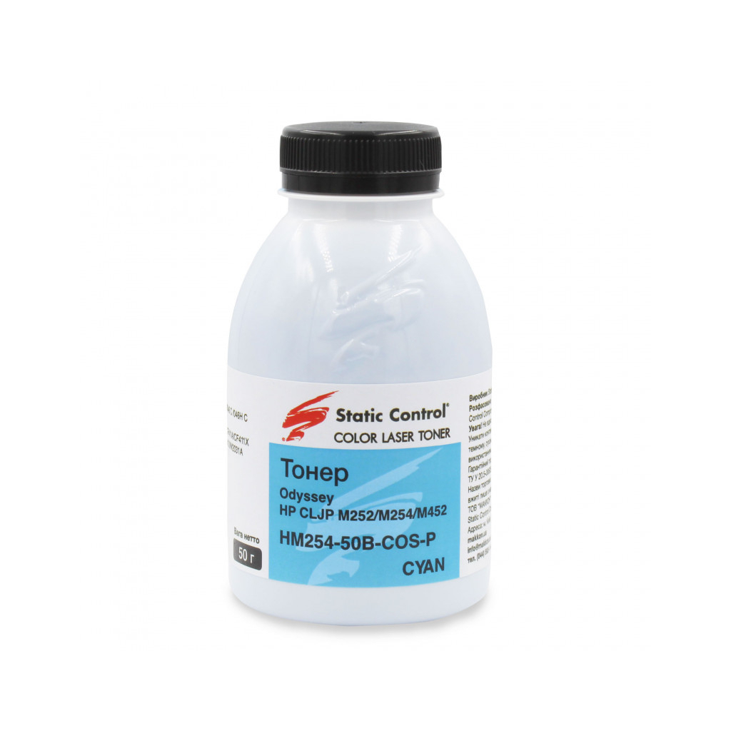 Тонер HP CLJP M252/M254/M452 50г cyan, фасовка Static Control (HM254-50B-COS-P) Тонер HP CLJP M252/M254/M452 50г cyan, фасовка Static Control (HM254-50B-COS-P)