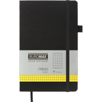 Notebook Buromax Primo 125x195 mm 96 sheets in a cell artificial leather cover Black (BM.291161-01)