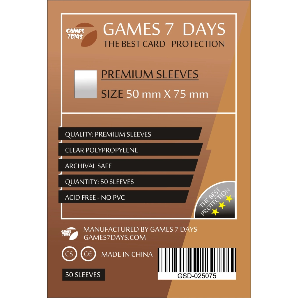 Протектор для карт Games 7 Days 50 х 75 мм, 50 шт (PREMIUM) (GSD-025075)