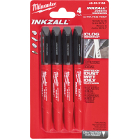 Set of markers Milwaukee INKZALL ultra-thin, black, 4 pcs (48223154)