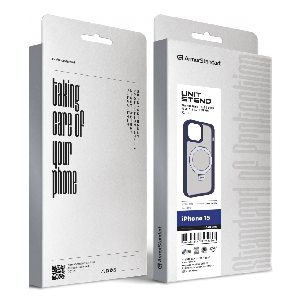 Чохол до мобільного телефона Armorstandart Unit Stand Apple iPhone 15 Dark Blue (ARM70570) Чохол до мобільного телефона Armorstandart Unit Stand Apple iPhone 15 Dark Blue (ARM70570)