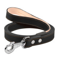 Dog leash Collar double with stitching W 16 mm L 122 cm black (04571)