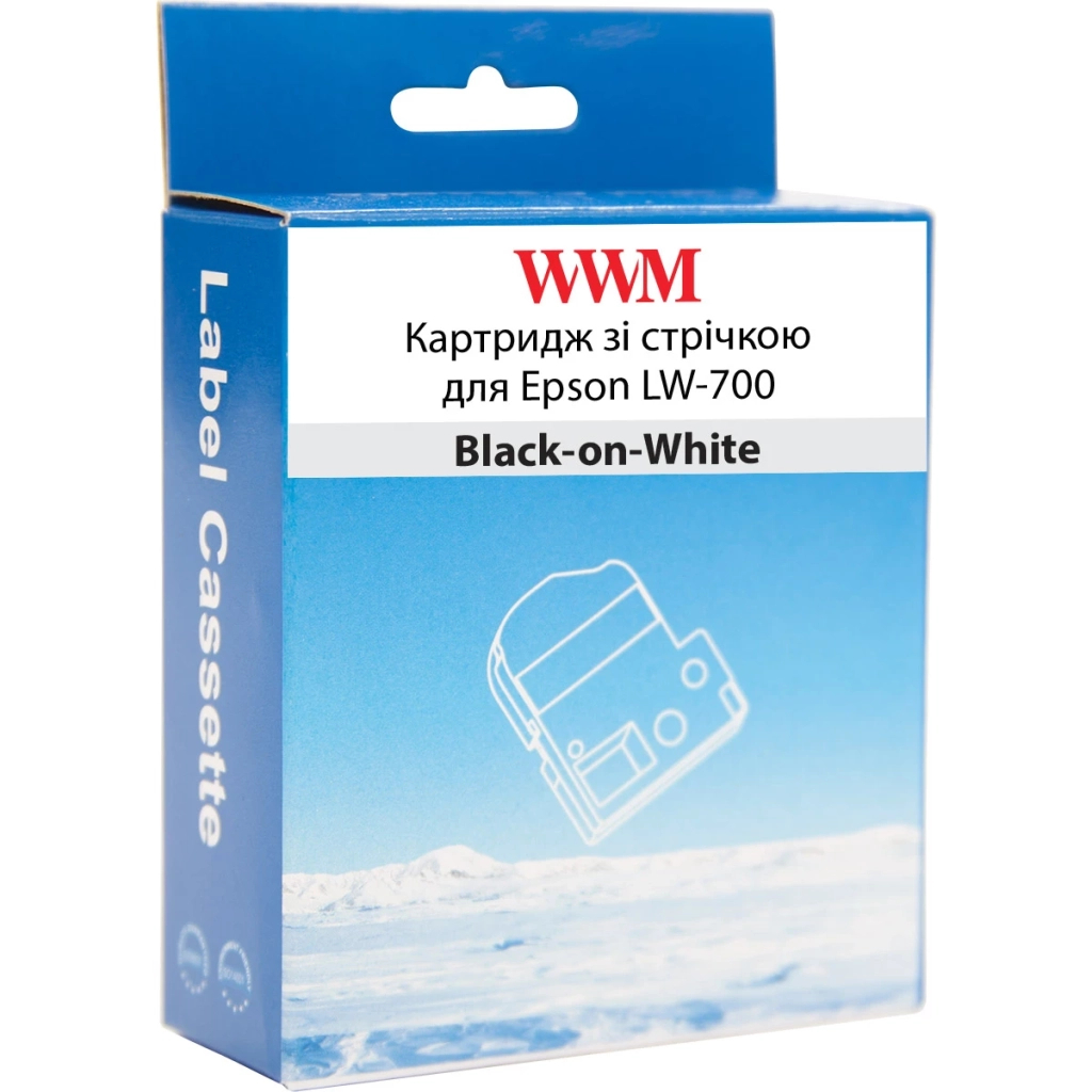 Стрічка для принтера етикеток WWM для Epson LW-700 24mm х 8m Black-on-White (WWM-SS24K)