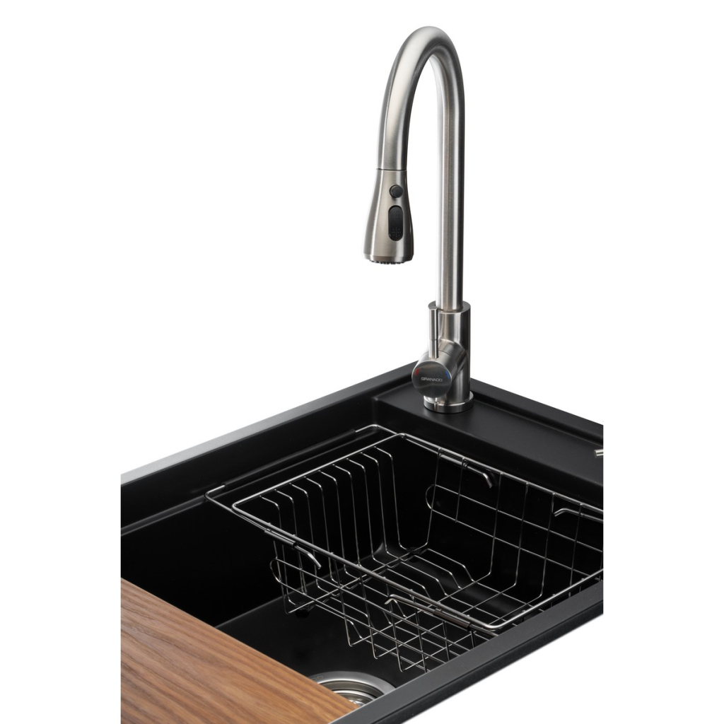 Мийка кухонна GRANADO Basic Artes black shine (+ змішувач Campo LUX inox + дозатор Redondo inox + коши (ksg1101)