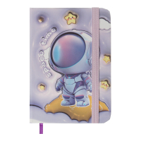 Notebook ZiBi ASTRONAUT A7 in a cell, hard cover on an elastic band, 80 sheets, purple (ZB.117104)
