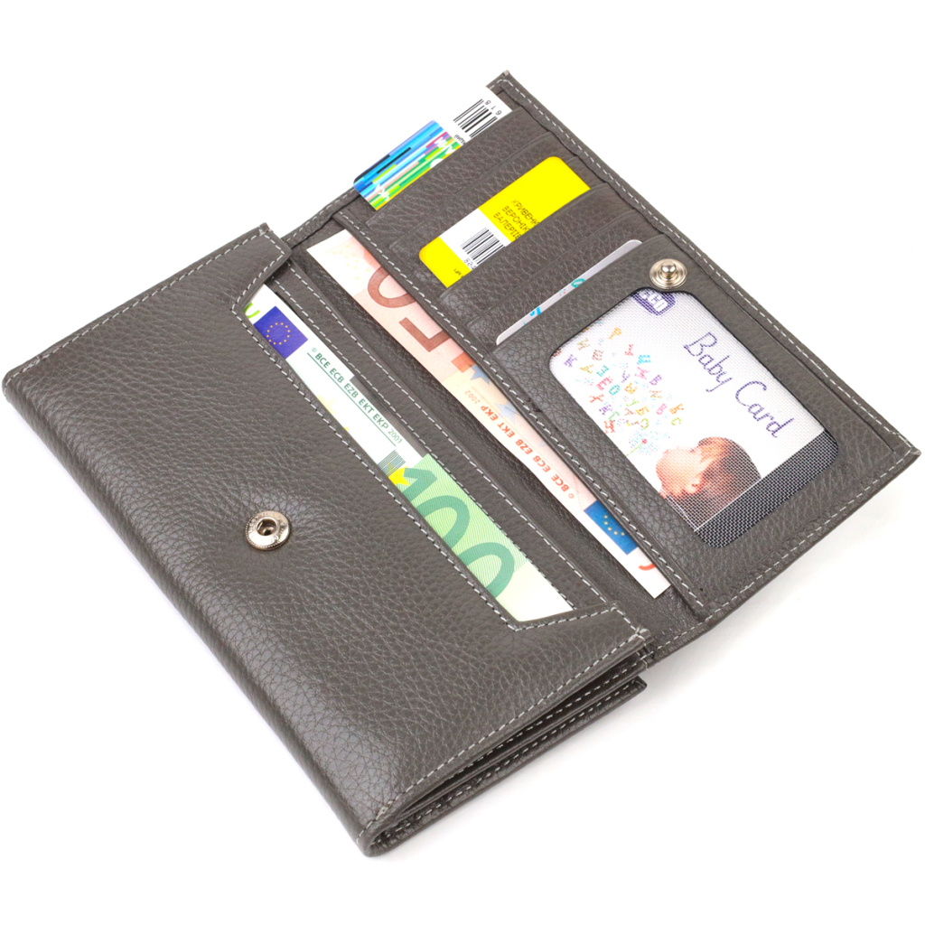 Портмоне Canpellini З натуральної шкіри флотар Сіре (21851)