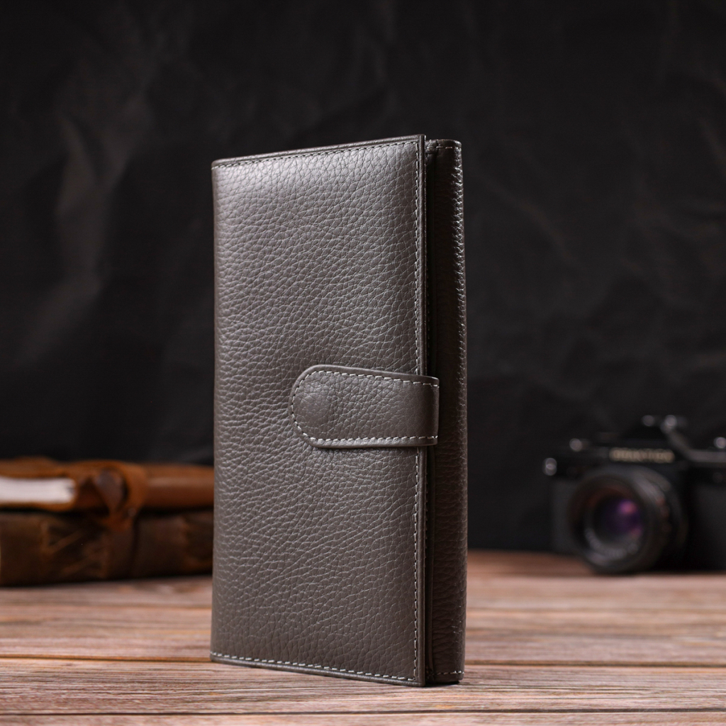 Портмоне Canpellini З натуральної шкіри флотар Сіре (21851)