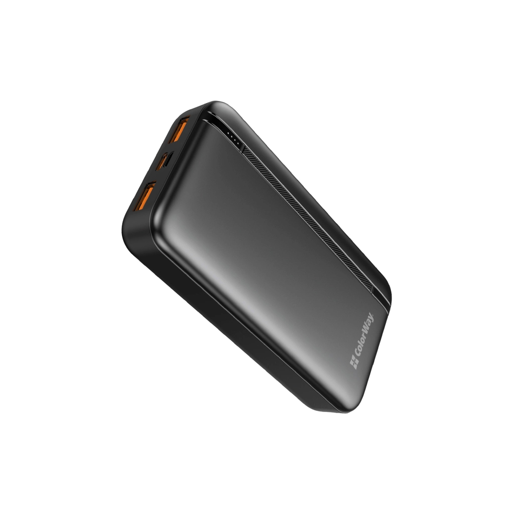 Повербанк ColorWay 20 000 mAh Portable Charger (USB/QC3.0 + USB-C/PD/22.5W) Black (CW-PB200LPB4BK-PD)