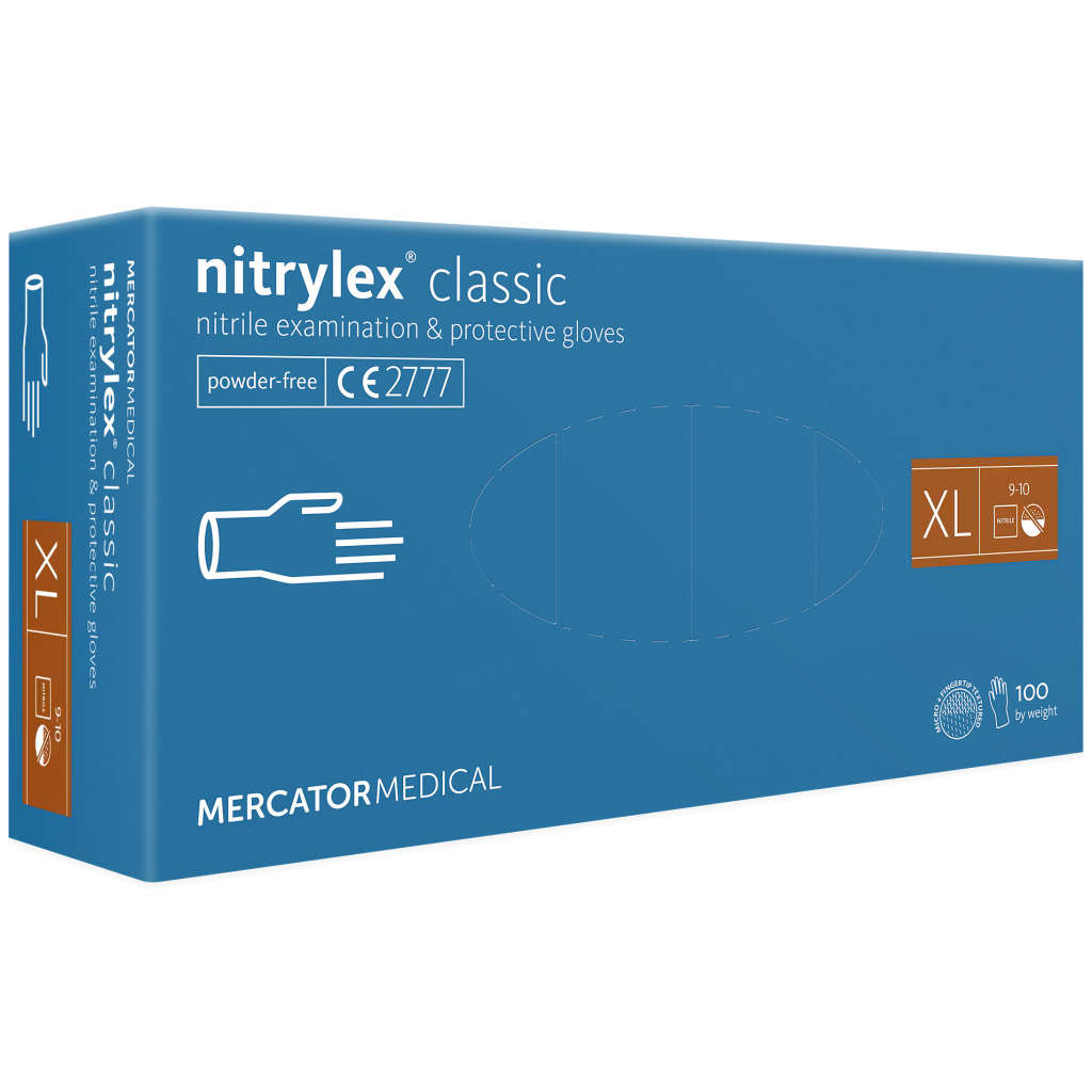 Медичні рукавички Mercator Medical Nitrylex Classic Нітрилові Неопудрені діагностичні Розмір XL Сині 100 шт. (3.1020) (5906615028796)