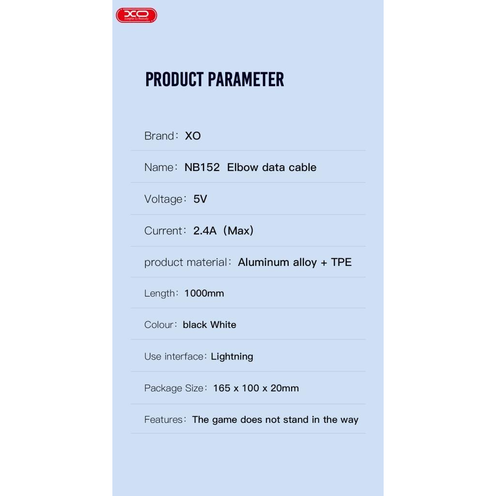 Дата кабель USB 2.0 AM to Lightning 1.0m 2.4A 90° corner white XO (NB152-L-1-WH) Дата кабель USB 2.0 AM to Lightning 1.0m 2.4A 90° corner white XO (NB152-L-1-WH)