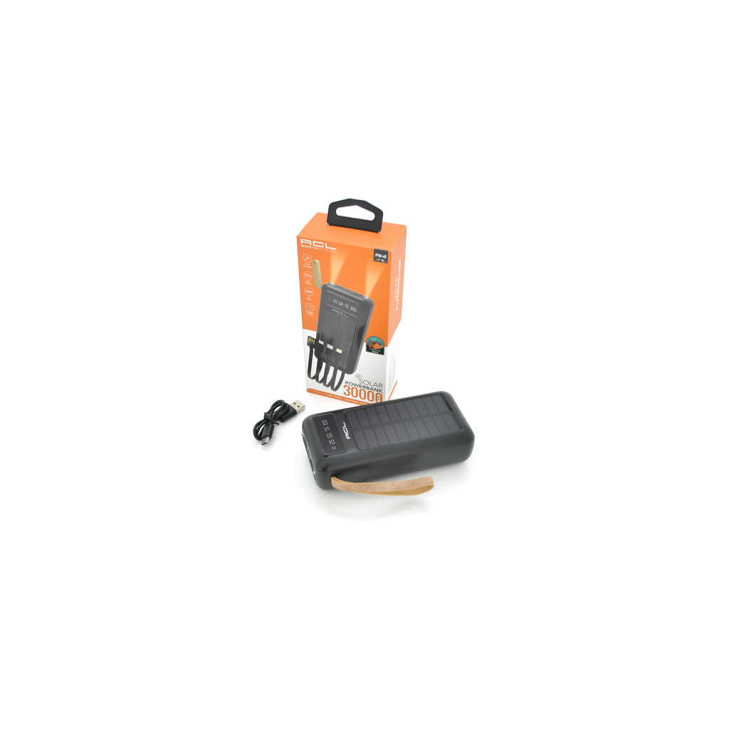 Повербанк ACL 30000mAh, SOLAR, Type-C/Lighting/Micro/USB, Black (PW-61B) Повербанк ACL 30000mAh, SOLAR, Type-C/Lighting/Micro/USB, Black (PW-61B)